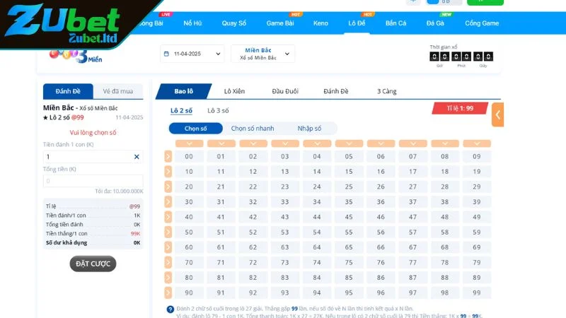 Thử Độ May Mắn Cùng Lô Đề 3 Miền Mỗi Ngày Cùng Nhà Cái ZUBET Lô đề miền nam trải nghiệm hấp dẫn