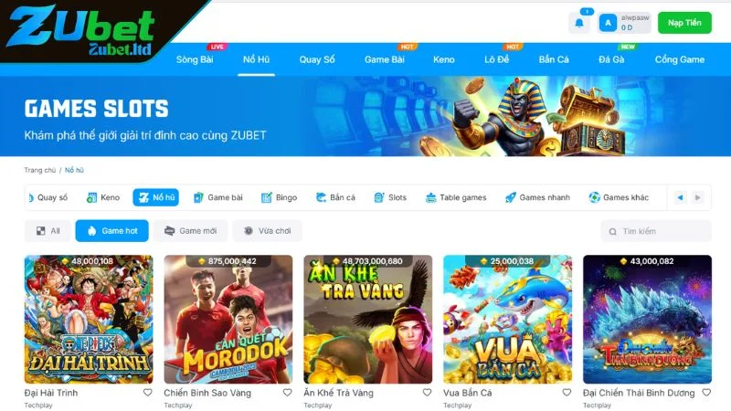 Tổng quan về sức hút của sảnh game nổ hũ ZUBET